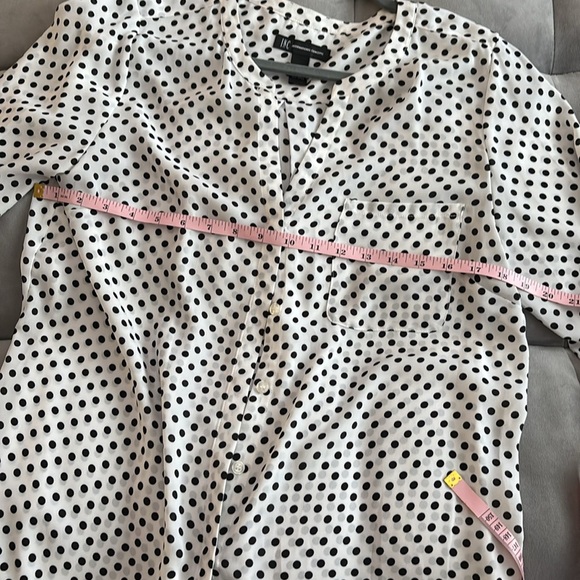 INC International Concepts Black and White Polka Dot Shirt size 12 - Picture 4 of 6